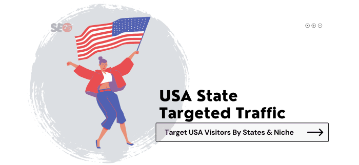 Product image showing US state-targeted web traffic service for increasing local website visibility.